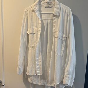 Zara white linen button down